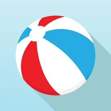 Colorful beach ball flat icon with long shadow on blue background vector Illustrazione stock