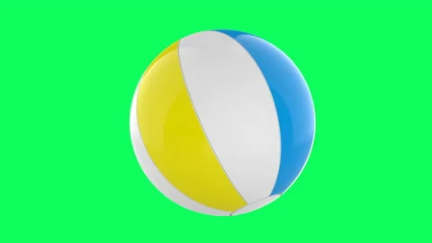 Colorful beach ball spin isolated on green screen Video stock 197017443