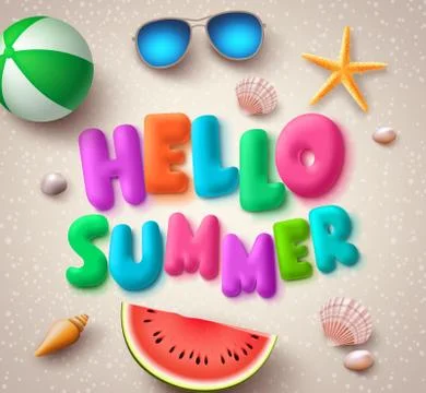 Colorful Beach Balls Background in Vector with Summer Time Stock Illustration