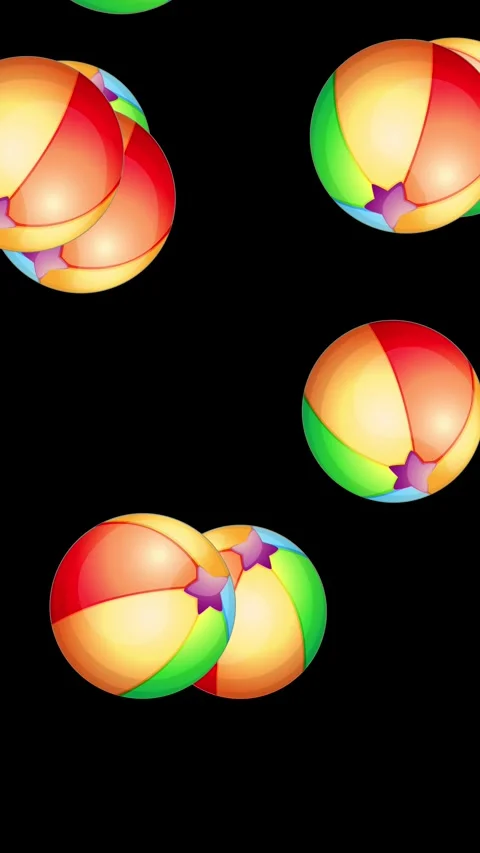 Colorful Beach Balls Bouncing Against a Solid Black Background Stock Footage 339755908