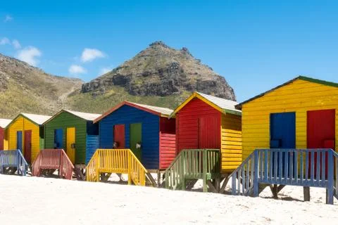 Colorful beach huts Stock Photos