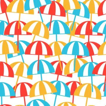 Colorful Beach umbrellas seamless pattern. Summer background. Vector illustra Illustrazione stock