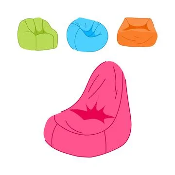 Colorful bean bag seating interior design concept Stock Illustration