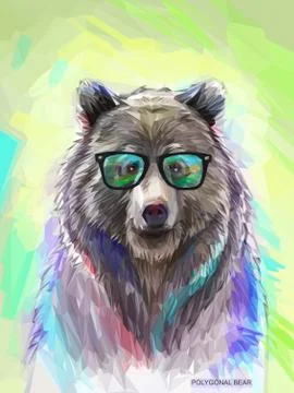Colorful bear illustration. Bright poster Stock Illustration