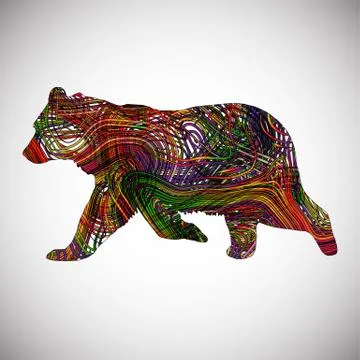 Colorful bear made by lines, vector illustration Stock Illustration