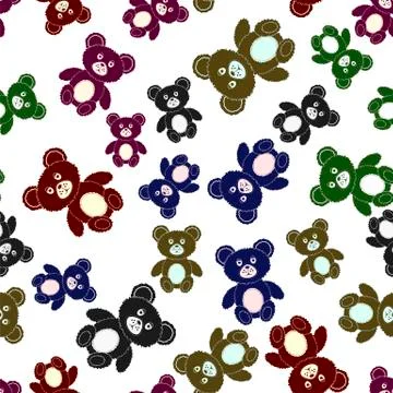 Colorful Bear Seamless Pattern. Toy Background Stock Illustration