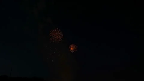 Colorful, beautiful fireworks explode in the night sky. Vídeos de archivo 91847235
