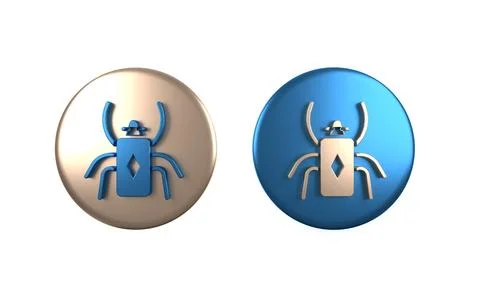 Colorful Beetle bug icon isolated on white background. Circle button. 3D re.. Stock Illustration