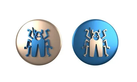 Colorful Beetle bug icon isolated on white background. Circle button. 3D re.. Stock Illustration