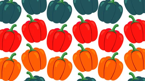 Colorful Bell Pepper Seamless Pattern Motion Graphic Background Stock Footage 346258094