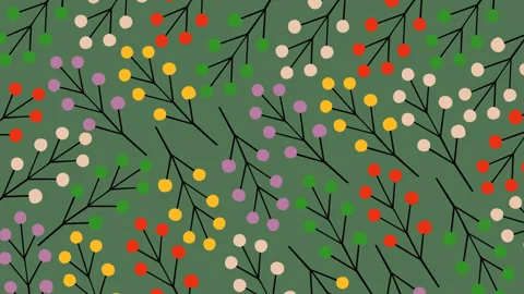 Colorful Berry Branch Seamless Pattern Background with Botanical Nature Moti Stock Footage 340299641