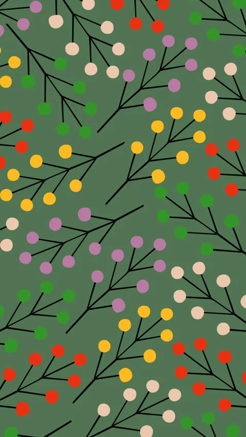 Colorful Berry Branch Seamless Pattern Background for Nature Inspired Loop F Stock Footage 340368074