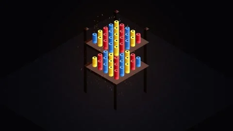 Colorful Beverage Display Mockup Rack of Soda Cans Product Presentation Stock Footage 344642012