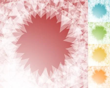 Colorful BG set in square format with edgy, shatter like effect. 5 colors. Stock Illustration