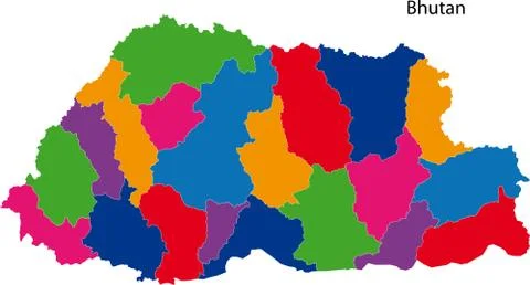 Colorful Bhutan map Stock Illustration