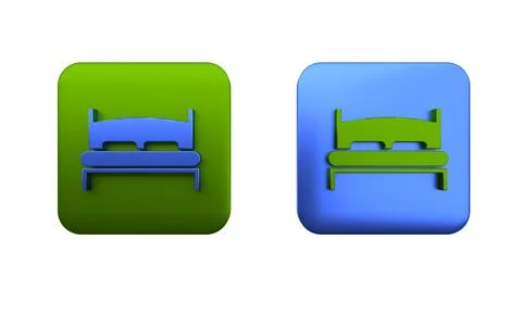 Colorful Big bed for two or one person icon isolated on white background. S.. Stock Illustration