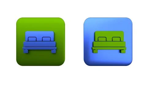 Colorful Big bed for two or one person icon isolated on white background. S.. Stock Illustration