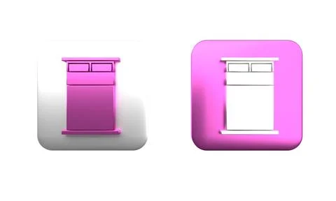 Colorful Big bed for two or one person icon isolated on white background. S.. Stock Illustration