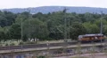 Colorful Big Heavy Shunt Diesel Locomotive Passing Railway Station Yard Maneuver HD Footage