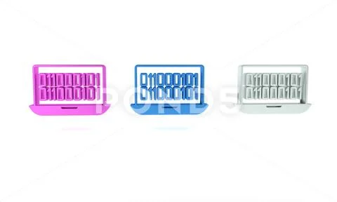 Colorful Binary code icon isolated on white background. Minimalism concept... Stock Illustration