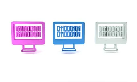 Colorful Binary code icon isolated on white background. Minimalism concept... 库存插图