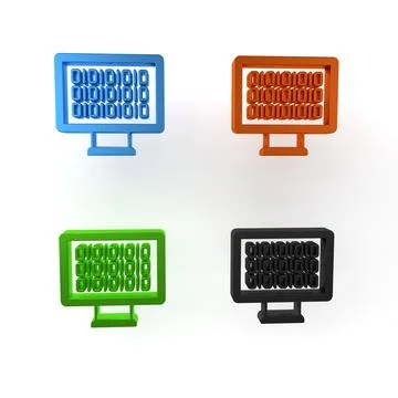 Colorful Binary code icon isolated on white background. Minimalism concept... Stock Illustration