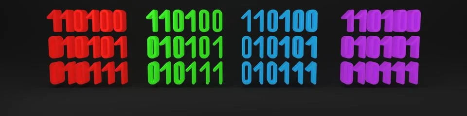 Colorful Binary code icon isolated on black background. Minimalism concept... Stock Illustration