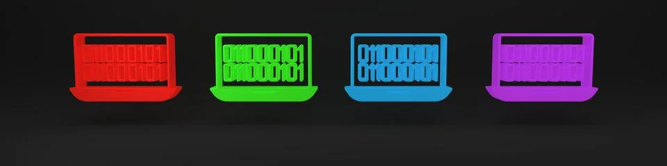 Colorful Binary code icon isolated on black background. Minimalism concept... Stock Illustration