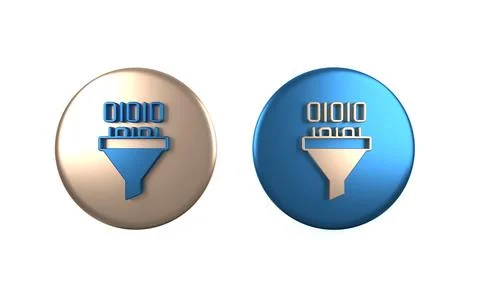 Colorful Binary code icon isolated on white background. Circle button. 3D r.. Stock Illustration