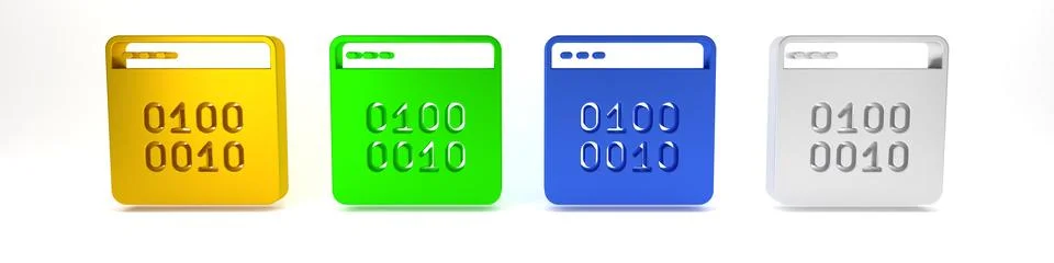 Colorful Binary code icon isolated on white background. Minimalism concept... Stock Illustration