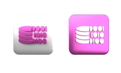 Colorful Binary code icon isolated on white background. Square button. 3D r.. Stock Photos