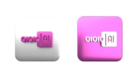 Colorful Binary code icon isolated on white background. Square button. 3D r.. Stock Photos