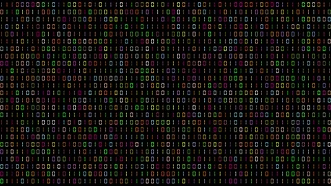 Colorful binary digits pattern on plain black background Stock Footage 274866143