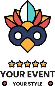 A colorful bird mask with a star pattern Stockillustratie