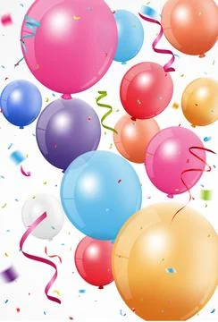 Colorful Birthday celebration banner with balloons and confetti Stock Illustration