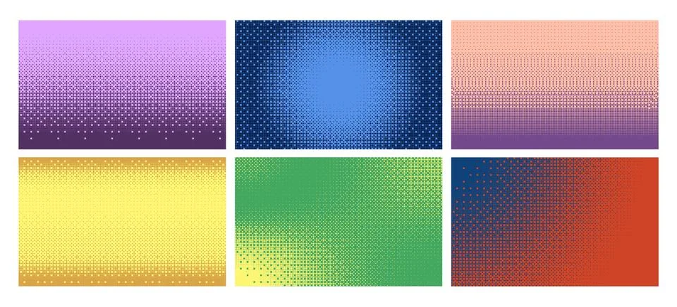 Colorful bitmap texture, abstract pattern halftone background vector set, g.. Stock Illustration
