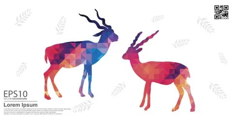 The Colorful Blackbuck deer pattern background. Stock Illustration