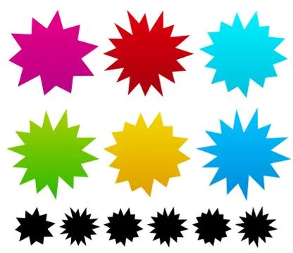 Colorful blank spiky, pointed exploding shapes. Vector イラスト素材