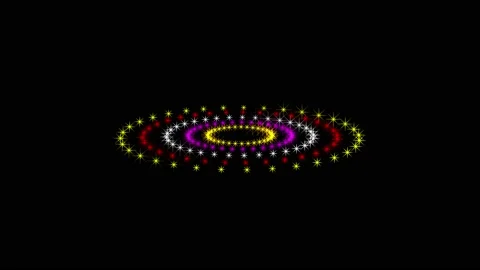 Colorful blinking stars in circular pattern with night background Stock Footage 228357025
