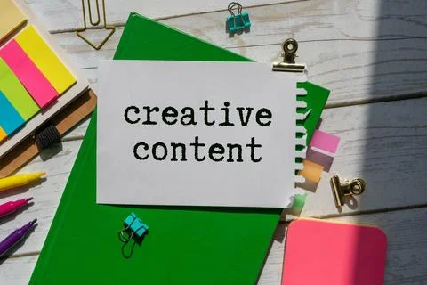 Colorful block with text CREATIVE CONTENT. Stock Photos