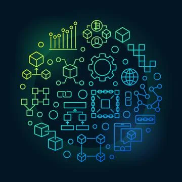 Colorful blockchain vector round modern illustration Stock Illustration