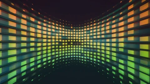 Colorful blocks of data flowing on a curved screen background Stock Footage 99581355