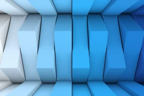 Colorful blue boxes bstract background 3D render illustration Stock Illustration