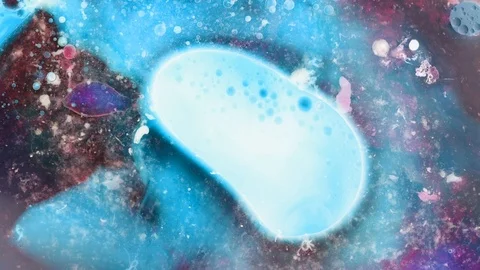 Colorful blue bubble in a liquid multicolored solution Stock Footage 119826849