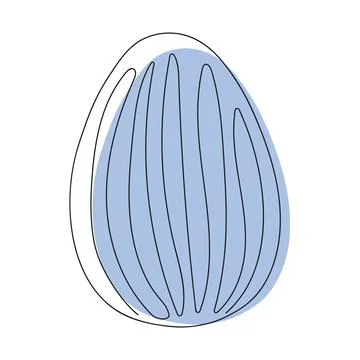 Colorful blue Easter egg with a pattern. Continuous one line drawing. On wh.. Stock Illustration