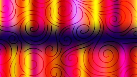 Colorful blurred background with thin line curls, swirls. Curly modern abst.. Stock Illustration