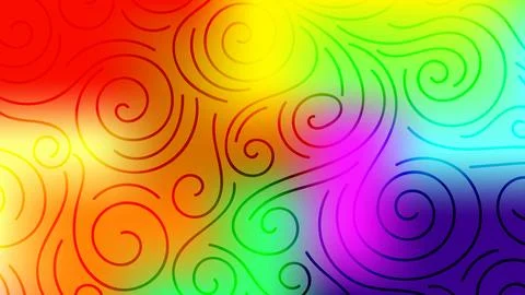 Colorful blurred background with thin line curls, swirls. Curly modern abst.. Stock Illustration