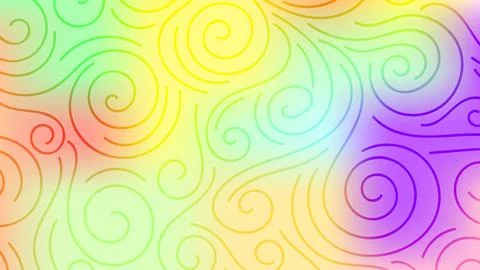 Colorful blurred background with thin line curls, swirls. Curly modern abst.. Stock Illustration