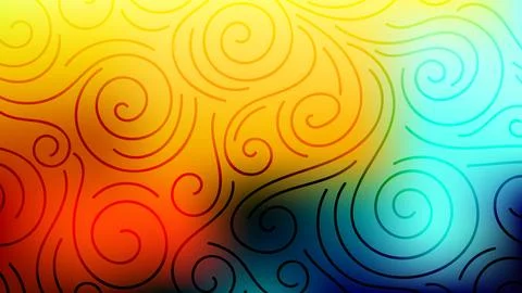 Colorful blurred background with thin line curls, swirls. Curly modern abst.. Stock Illustration