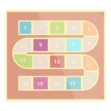 Colorful board game template with path and numbers for family playing Illustrazione stock